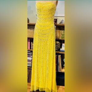 Adrianna Papell Bright Yellow Embellished Maxi Skirt